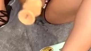 Sexy squirt with big dildo 