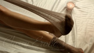 Stockings and Oil on Beautiful Feet 