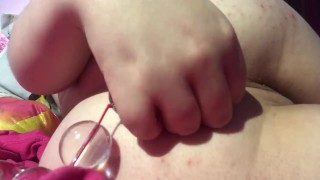 Fat ass teen playing with anal beads 