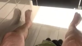 Naked and cum insanely fast in busy mall bathroom lmao