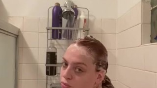 Getting clean in the hot shower 