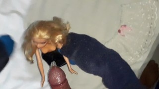 Condom fuck to a little doll bitch