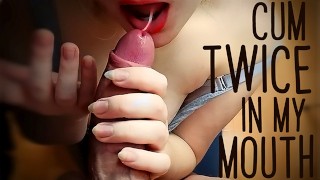 Blowjob Swallow Tits - Blonde Teen Close Up Blowjob. Cum twice. Big tits. CIM. Cum Mouth. Cum  swallow | Lovely Dove - Free Porn Videos - YouPorn