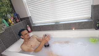 Bored as hell pumping my cock in the tub with my bathmate