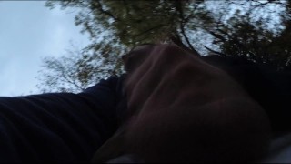 Unseen Promenaders watched me masturbating outdoors with pants down and moaning cumshot