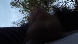 Unseen Promenaders watched me masturbating outdoors with pants down and moaning cumshot