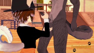 Furry Yaoi 3D - Shiro (Dog) do a Blowjob to big black dog