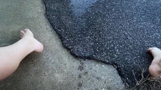 Naughty Slut Power Pisses out in Public, anyone could have seen me! I love my fountain at the end!