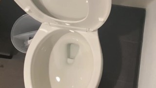 Naughty Piss Slut with a very Full Bladder Power Pisses all over the toilet while standing up!