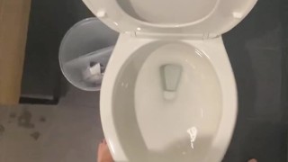 Naughty Piss Slut with a very Full Bladder Power Pisses all over the toilet while standing up!