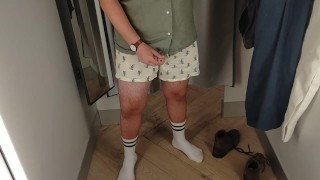 Changing room tease in socks ;)