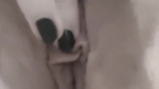 Busty Teen in Sweater Squirts with Crystal Dildo 