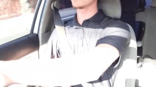 Long drive, huge cock had to cum public driving cumshot