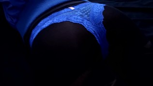 Cum on Sexy Blue Lace Panties Wearing Black Pantyhose 