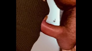 Pumping a load into my boys mouth