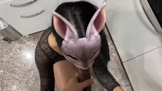 Office lady suck her boss dick in office kitchen