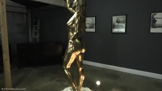 Golden Heist - Caroline Pierce & Star Nine Wet & Messy Body Painting Statue Fetish TRAILER
