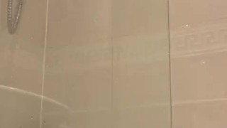 Hot and Steamy shower wank Part one - amateur cumming big dick married straight guy. Wanking to cum