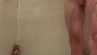 Hot and Steamy shower wank Part two - amateur cumming big dick married straight guy. Wanking to cum