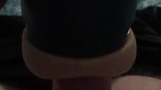 Rjohnson1226 using stroker to pleasure big hard cock