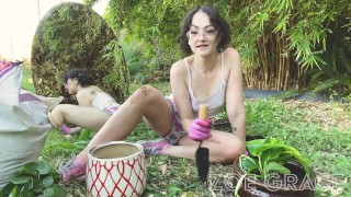 pov: wholesome gardening fun with your girlfriend in the backyard