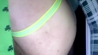 sissy moans riding black dildo upclose