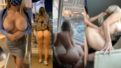 放荡的大屁股白人女孩在拉斯维加斯公开挑逗和性交，酒店被 Snapchat 抓到