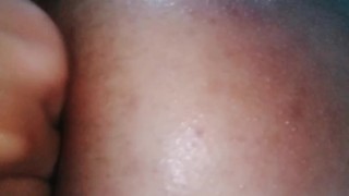 Fingering my shiny lubed femboy ass