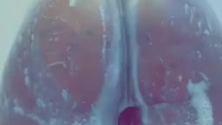 Thick ass guy gets wet in shower