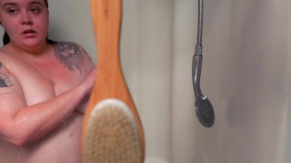 BBW GF Golly Bells Brushes Teeth and Showers in Slow-Mo. Soapy Belly Play Very Cute