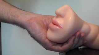 Dirty talking Daddy stuffs mouth with his fat cock and a load of cum