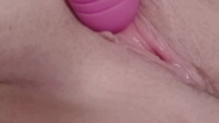 Teen massaging tight wet pussy until she cums and squirts with multiple shaking orgasms!