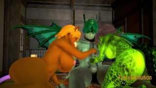 Furry Hentai 3D - Threesome Lizard Mouse and Dragon Boy Hard Sex 1:2