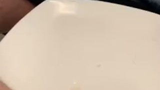 Cheeky bathroom cumshot