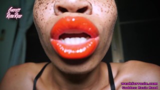 Goddess Rosie Reed Lipstick Fetish Shiny Lipgloss Tease Ebony Mouth Lips Like Pussy