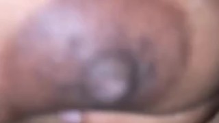 Fat bitch plays with her tits
