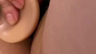 Daddy watches while his slut plays with her dildo