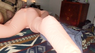 Fucking a justin bieber blow up doll and creampie his little blow up hole. Blow up doll toy fucking