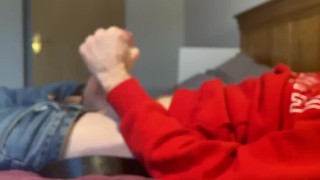 EPIC Double Cum. Slow, oiled masturbation cumshots. Married straight guy big dick jerking off