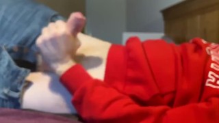 EPIC Double Cum. Slow, oiled masturbation cumshots. Married straight guy big dick jerking off