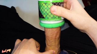 horny teen watching hentai, jerky cock got up, teen put on a condom and cum inside him