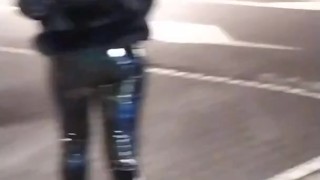 Walking in public latex leggins and high heels PMV porn music video
