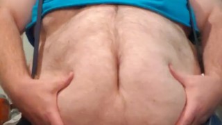 SSBHM Crop Top and Suspenders playing with belly and belly button play