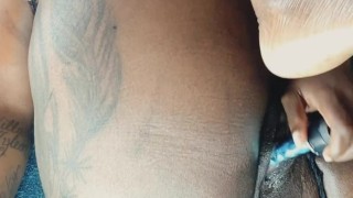 BIG BOOTY CHICK DRINKING MY OWN SQUIRT OUT A WINE GLASS