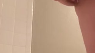 RISKY quick piss in model home bathroom 