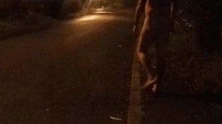 Nude walk down road 