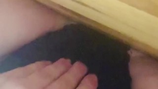 Pussy rub with black panties 