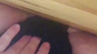 Pussy rub with black panties 
