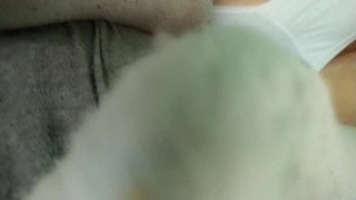 Twink shows and cums on his white socks after wearing it all day and night - Morning cumshot