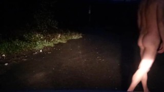 Walking naked down road